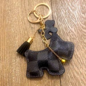 New Designer Inspired Black Scottie Dog Puppy Keychain Tassel Bag Charm